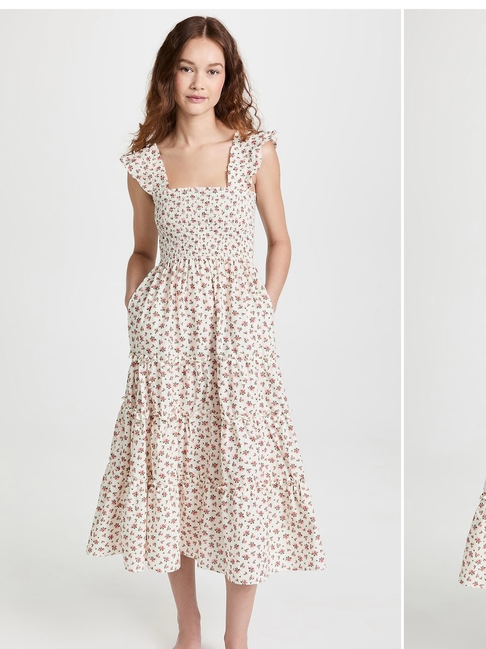 o.p.t Floral Midi Dress — Cream with Pink Floral